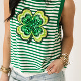 Green Striped Shamrock Knit Tank | Queen Of Sparkles