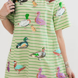 Green Stripe Cotton Duck Dress | Queen Of Sparkles