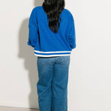 Royal Blue Jeweled Basketball Sweatshirt | Queen Of Sparkles