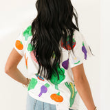 White Multi Bandana & Gingham Print Veggie Tee | Queen Of Sparkles