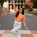 Checker Football Sweater | Orange