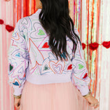 Lavender Groovy Heart Mock Neck Sweatshirt | Queen Of Sparkles