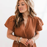 Anne Puff Sleeve Tiered Maxi | Clay