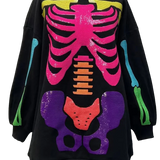 Black Rainbow Skeleton Sweatshirt Dress | Queen Of Sparkles