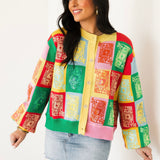 Multi Colorblock Logo Button Up Cardigan | Queen Of Sparkles