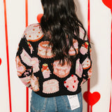 Black Cakes & Pastries Tie Up Sweater