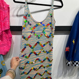 Rainbow Knit Zig Zag Pailette Tank Midi Dress | Queen Of Sparkles