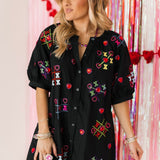 XOXO Tic Tac Toe Cotton Button Up Dress
