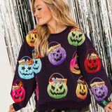 Dark Purple Multi Candy In Halloween Baskets Sweatshirts | Queen Of Sparkles