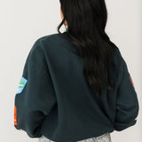 Ski Patch & Pass Collector Oversized Crew Sweatshirt