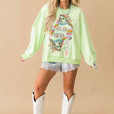 Light Green Queen Of The Sea Card Logo Sweatshirt | Queen Of Sparkles