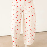 Polka Dot Barrel Jeans | Cream Red