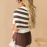 Varsity Striped Piper Cardigan | Ivory
