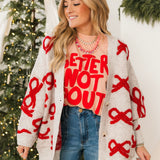 Ribbon Pullover Cardigan | Red