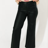Meg High Rise Wide Leg | Black Leather