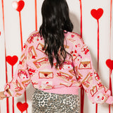 Pink Love Letters Button Up Cardigan | Queen Of Sparkles