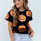 Black & Orange Metallic Pumpkin Tee