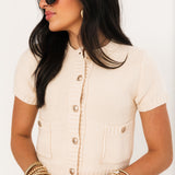 Button Up Sweater Top | Cream