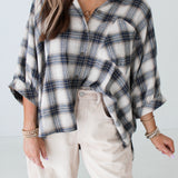 Plaid Button Down Top | Taupe