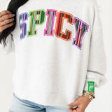 Grey Multi Striped 'Spicy' Sweatshirt | Queen Of Sparkles