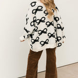 Ribbon Pullover Cardigan | Ivory/Black