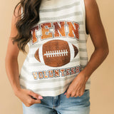 Licensed Tennessee Grey & White Striped Sequin Football Knit Tank | Queen Of Sparkles