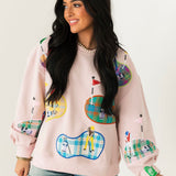 Light Pink Plaid Golfers Putting Sweatshirt | Queen Of Sparkles