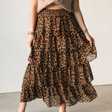 Leopard Luxe Tiered Maxi Skirt