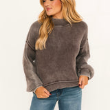 Ribbed Mineral Washed Sweater | Plum