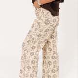 Vintage Bloom Denim Pant | Ecru