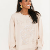 Beige Queen Card Logo Sweatshirt | Queen Of Sparkles