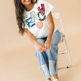 White Multi Fabric 'Teach' Apple Tee | Queen Of Sparkles