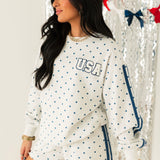 Party In The USA Shorts | Blue Polka Dot