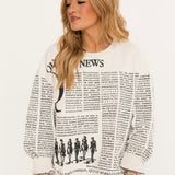 White & Black 'Queen Of News' Sweatshirt | Queen Of Sparkles