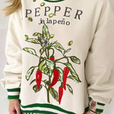 Beige Jalapeno Pepper Seed Packet Sweatshirt | Queen Of Sparkles