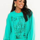 Emerald Green Queen Card Logo Sweatshirt | Queen Of Sparkles