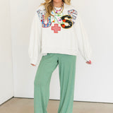 Grey 'Nurse' Multi Fabric Sweatshirt | Queen Of Sparkles