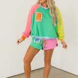Colorblock QOS Logo Tie Sweatshirt | Queen Of Sparkles