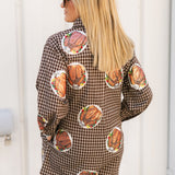 Brown Plaid Turkey On Plates Button Up Romper | Queen Of Sparkles