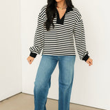 Seeing Stripes Polo Top | Black