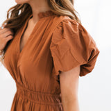 Anne Puff Sleeve Tiered Maxi | Clay