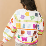 Grey Multi 'ABC's' Sweatshirt | Queen Of Sparkles