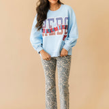 Licensed Ole Miss Rhinestone Metallic Banner Sweatshirt | Queen Of Sparkles