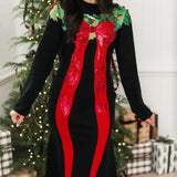 Sequin Wreath With Bow Knit Midi Dress | Queen Of Sparkles