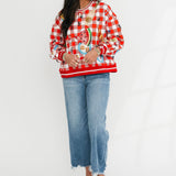 Red & White Checkered Picnic Sweatshirt | Queen Of Sparkles