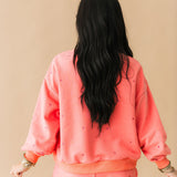 Coral Tonal QOS Card Sweatshirt | Queen Of Sparkles