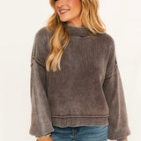 Ribbed Mineral Washed Sweater | Plum