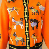 Orange Halloween Dogs Button Up Cardigan | Queen Of Sparkles