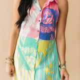Colorblock Stripe QOS Card Logo Tie Cotton Tank Dress | Queen Of Sparkles