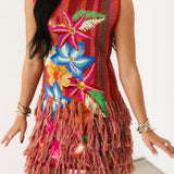 Rainbow Floral Knit Fringe Tank Dress | Queen Of Sparkles